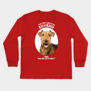 Lucky Airedale Kids Long Sleeve T-Shirt